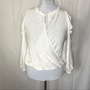 RENVY‎ Blouse Cold Shoulder Ruffle Drape  Shirt - L